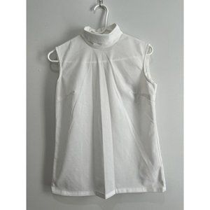 Vintage 70's Sleeveless White Mod Polyester Top with Turtleneck and back zip